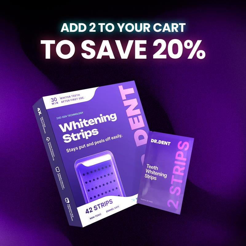 Revitalize Your Smile with DR.DENT Purple Teeth Whitening Strips - 7/21 Sessions of Enamel-Safe, Non-Sensitive, Peroxide-Free Whitening!