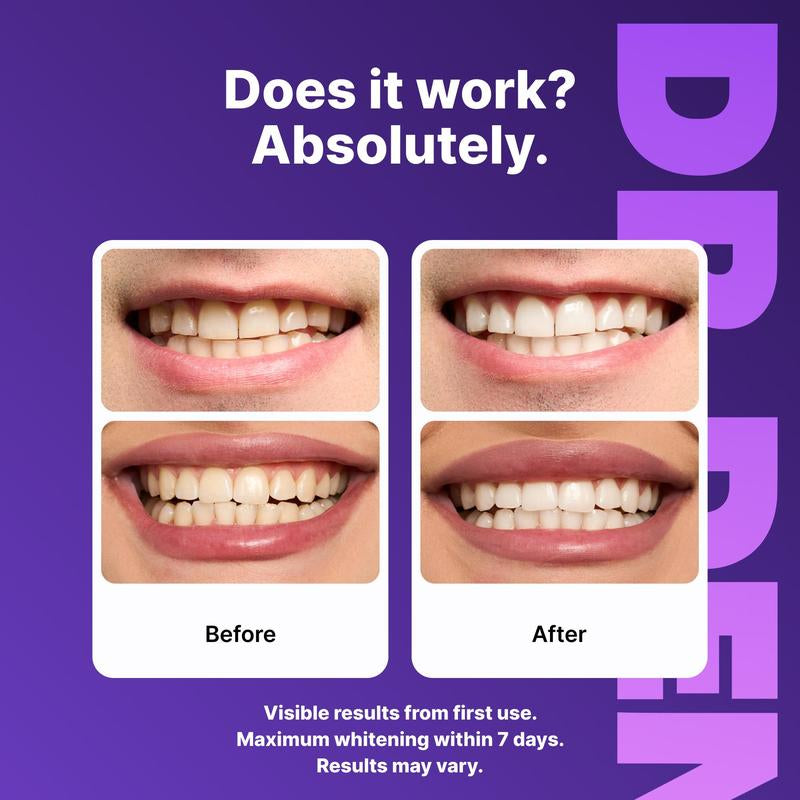 Revitalize Your Smile with DR.DENT Purple Teeth Whitening Strips - 7/21 Sessions of Enamel-Safe, Non-Sensitive, Peroxide-Free Whitening!