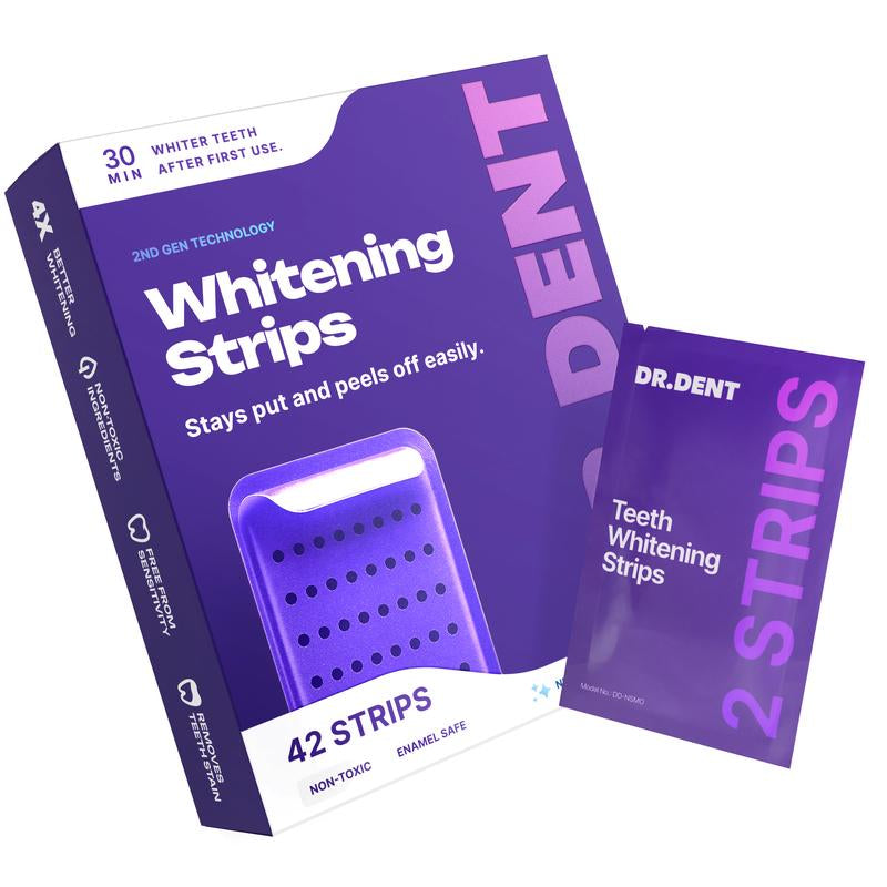 Revitalize Your Smile with DR.DENT Purple Teeth Whitening Strips - 7/21 Sessions of Enamel-Safe, Non-Sensitive, Peroxide-Free Whitening!