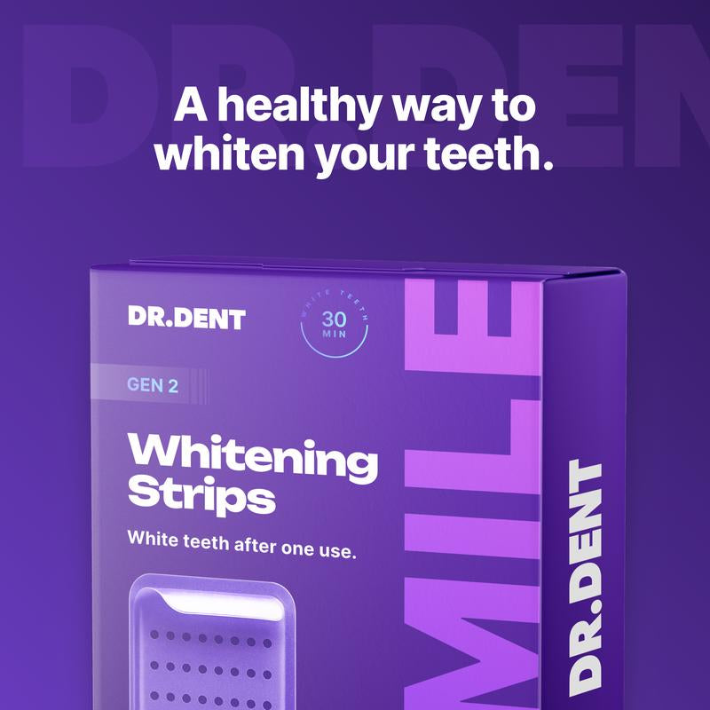 Revitalize Your Smile with DR.DENT Purple Teeth Whitening Strips - 7/21 Sessions of Enamel-Safe, Non-Sensitive, Peroxide-Free Whitening!